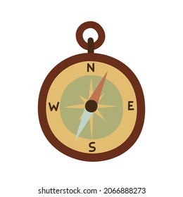 Tourist road compass sketch. Hiking item. Vector illustration