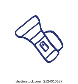 Tourist road lantern sketch. Hiking item. Hand drawn sketch. Blue pen or marker drawing. Primitive kids picture. Vector illustration