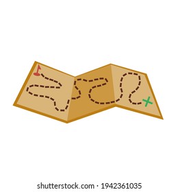 Tourist route map. Travel card. Isolated item on a white background. Vector illustration. Travel planner background illustration.