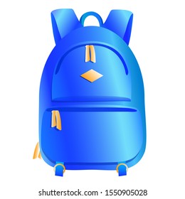 A tourist or school backpack in blue. Vector isolated illustration.