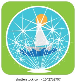Tourist ship. Abstract carnival, festival. Vector and illustration with firework. Elements for logos. Design for fashion clothes. Image for any holidays. Corporate gift.