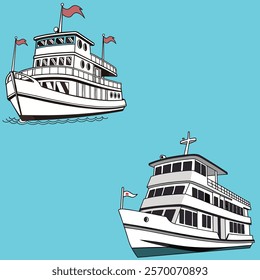 Tourist ship  bundle design art and illustrator eps