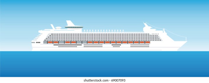 The tourist ship plows sea open spaces