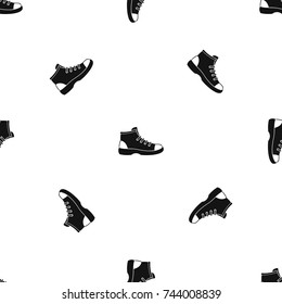 Tourist shoe pattern repeat seamless in black color for any design. Vector geometric illustration