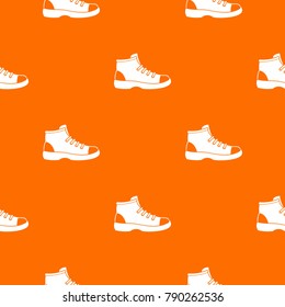 Tourist shoe pattern repeat seamless in orange color for any design. Vector geometric illustration