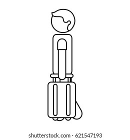 tourist silhouette with suitcase