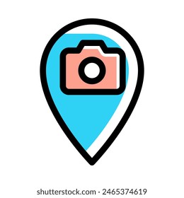 Tourist sites icon vector illustration in colored outline style