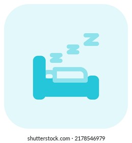 Tourist sleeping in hotel room with Z snoozing layout
