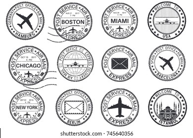 Tourist Stamps Postmarks Collection Round Ink Stock Vector (Royalty ...