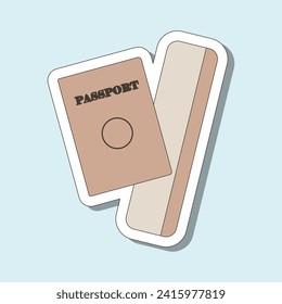 Tourist sticker with passport with boarding pass 