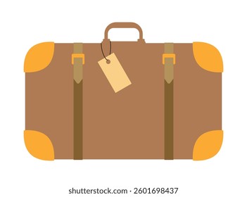 Tourist suitcase with a badge from the plane. Vintage Realistic Suitcase Icon. Travel Concept. EPS 10. Vector illustrations
