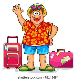 tourist in summer clothes ready to visit tropical destinations