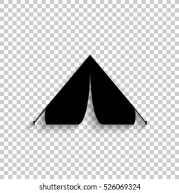 Tourist tent - black vector icon with shadow