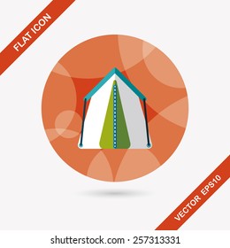 tourist tent flat icon with long shadow