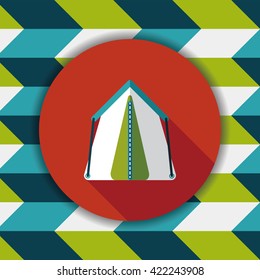 tourist tent flat icon with long shadow