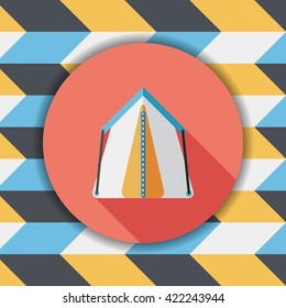 tourist tent flat icon with long shadow