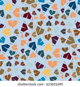 Tourist tent flat icon seamless pattern background for textile or travel design