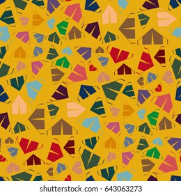 Tourist tent flat icon seamless pattern background for textile or travel design