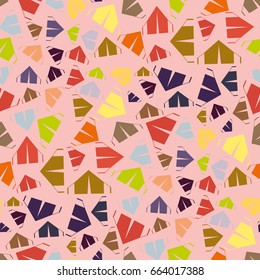 Tourist tent flat icon seamless pattern background for textile or travel design