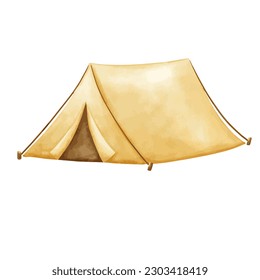 Tourist tent hand drawn watercolor element illustration.