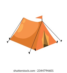 Tourist tent. House and triangular shelter in camp. Concept of summer adventure, tourism, recreation and vacations in nature. Flat cartoon illustration isolated on white background