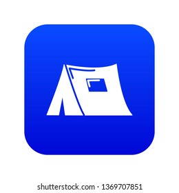 Tourist tent icon blue vector isolated on white background