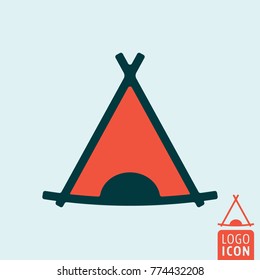 Tourist tent icon. Camp tent symbol. Vector illustration.