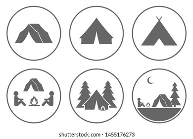 Tourist tent icon. Camping sign. Tourism symbol. Vector.