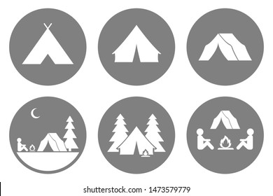 Tourist tent icon. Camping sign. Tourism symbol. Vector.