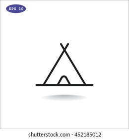  Tourist tent icon flat.