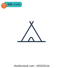  Tourist tent icon flat.