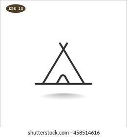  Tourist tent icon flat.