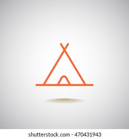  Tourist tent icon flat.