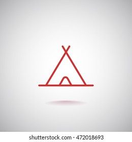  Tourist tent icon flat.