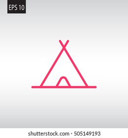  Tourist tent icon flat.