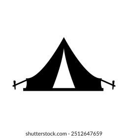 Vetor de ícone de tenda turística, ilustração de estilo trendy simples plana preto para web e app..eps