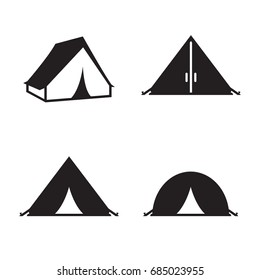 Tourist tent icons set