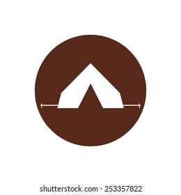 Tourist tent sign icon. Camping symbol. Travel design. Circle flat button. Modern UI website navigation. Vector illustration.