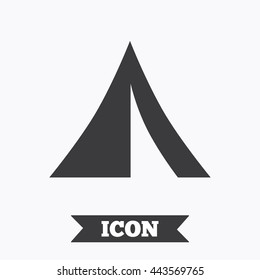Tourist tent sign icon. Camping symbol. Graphic design element. Flat camping symbol on white background. Vector