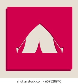 Tourist tent sign. Vector. Grayscale version of Popart-style icon.