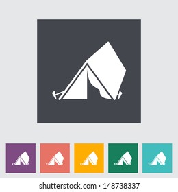 Tourist tent. Single flat icon. Vector illustration.