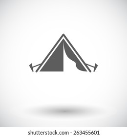 Tourist tent. Single flat icon on white background. Vector illustration.