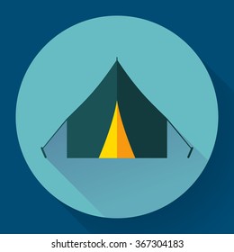 Tourist tent. Single flat icon - Vector illustration.