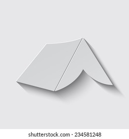 Tourist tent. Single icon. Vector illustration. with shadow on a grey background