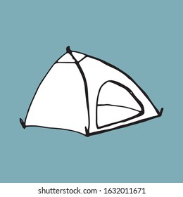 tourist tent. Vector hand drawn isolated objects. sketch style.