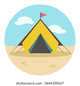 Ícone do vetor da barraca turística. Sinal de acampamento e caminhada. Símbolo gráfico para site de viagens e turismo e design de aplicativos, logotipo, aplicativo, UI