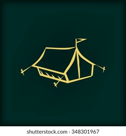 Tourist tent. Vector icon. Flat design style