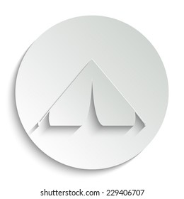 Tourist tent  - vector icon with shadow on a round button