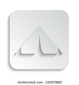 Tourist tent - vector icon with shadow on a grey button