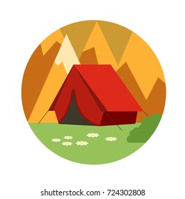 Tourist tent. Vector illustration.